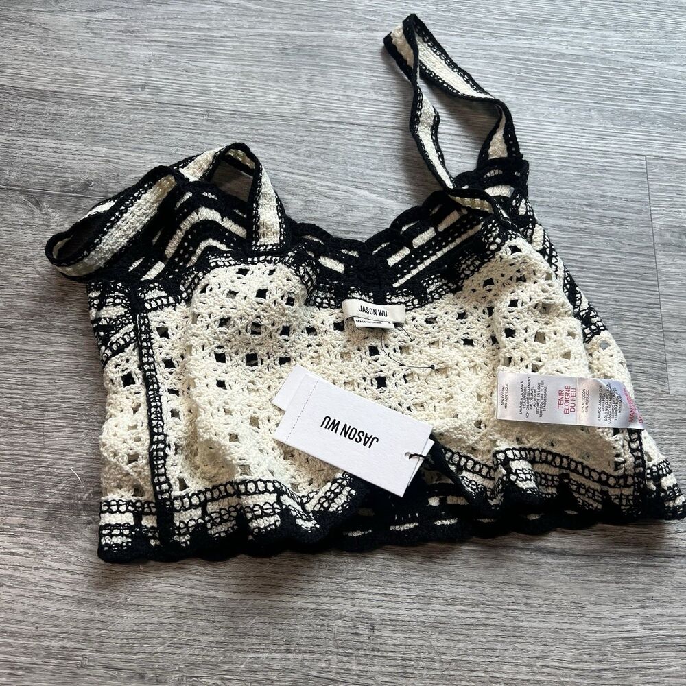 Jason Wu Crochet Cottage Core Cropped‎ Boho Hippie Tank Top Festival NWT Size 2 - Picture 2 of 8